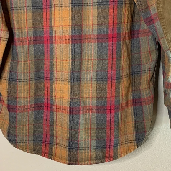 Legendary Whitetails Mens Shirt Jacket M Gray Tan Red Plaid Contrasting Cuff - Picture 10 of 13